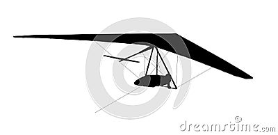 Hang glider wing and pilot silhouette isolated on white with clipping path Stock Photo