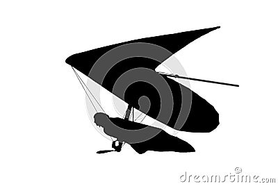 Hang glider wing silhouette isolated on white Stock Photo