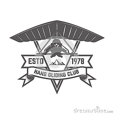 Hang gliding club emblem template. Design element for logo, label, emblem, sign. Vector Illustration