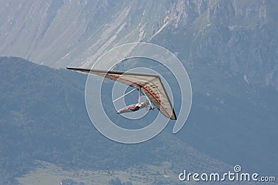 Hang gliding in Swiss Alps Editorial Stock Photo