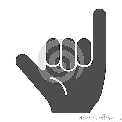 Hang loose gesture solid icon. Shaka vector illustration isolated on white. Hand gesture glyph style design, designed Vector Illustration
