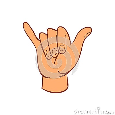 Hang loose hand gesture icon, cartoon style Vector Illustration