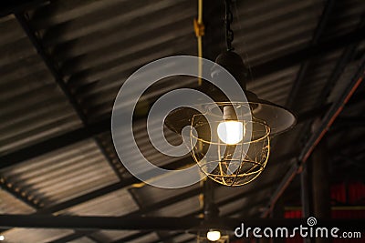 Hang round ceiling luxury beautiful retro edison Stock Photo