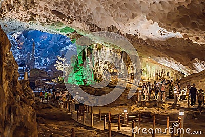 Hang Sung Sot Grotto Cave of Surprises, Halong Bay, Vietnam Editorial Stock Photo