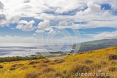 Hanga Roa Cityscape, Easter Island Stock Photo