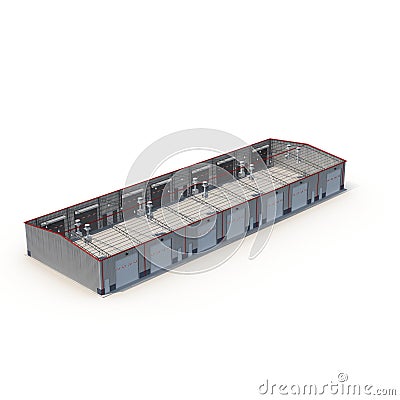 Hangar Building Isolated on white 3D Illustration Stock Photo