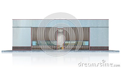 Hangar exterior on the white background. Cartoon Illustration