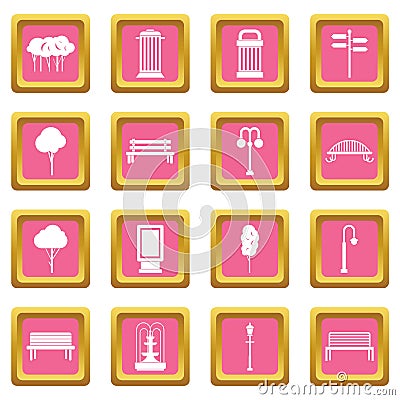 Hangar icons pink Vector Illustration