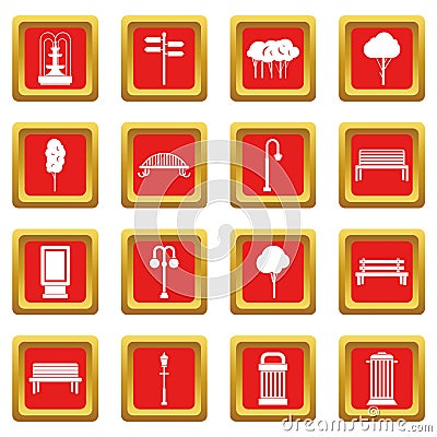 Hangar icons set red Vector Illustration