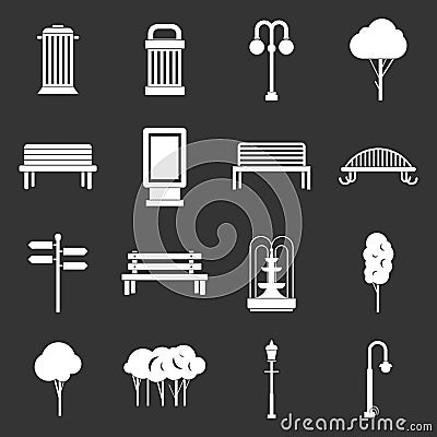 Hangar icons set grey vector Vector Illustration