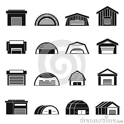 Hangar icons set Vector Illustration