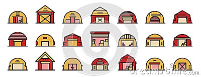 Hangar icons vector flat Vector Illustration