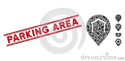 Hangar Map Marker Mosaic and Distress Parking Area Watermark with Lines Vector Illustration