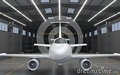 Hangar for a modern jet aircraft Cartoon Illustration