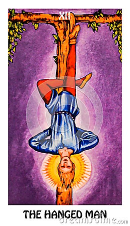 The Hanged Man Tarot Card Major Arcana Rider Waite Smith Stock Photo