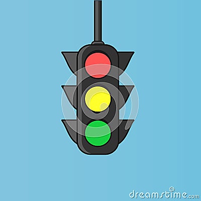Hanged traffic light sign. Vector Illustration