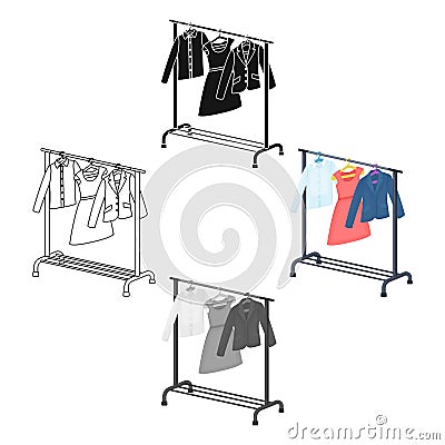 A hanger with things in the wardrobe.Making movie single icon in cartoon style vector symbol stock illustration web. Vector Illustration