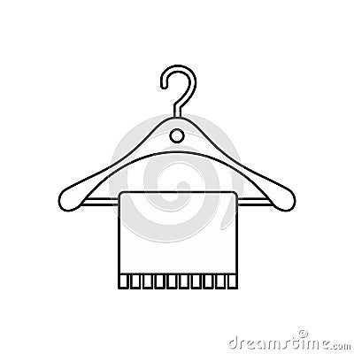 Hanger and towel icon, outline style Vector Illustration