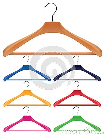 Hangers set Isolated on white. Realistic vector illustration Vector Illustration