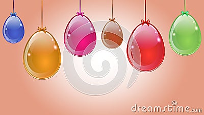 Hanging abstract colorful Easter eggs Vector Illustration