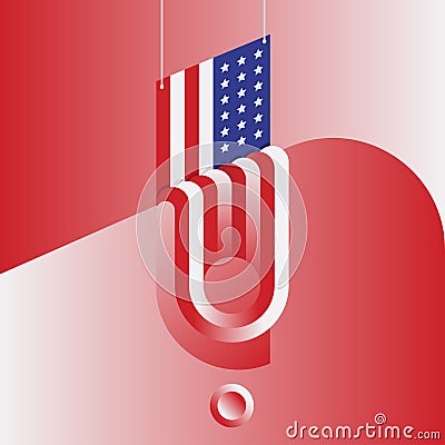 The Hanging American Flag. Minimalistic abstract picture in the form of a square Stock Photo