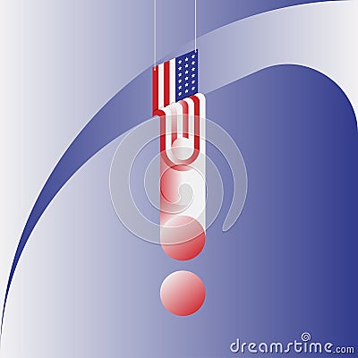 The Hanging American Flag. Minimalistic abstract picture in the form of a square Stock Photo