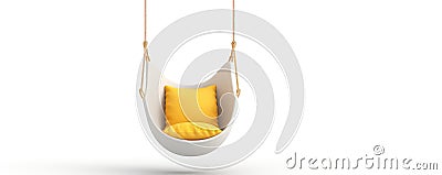 Hanging Armchair Against White Background Stock Photo