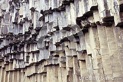 Hanging basalt columns Stock Photo