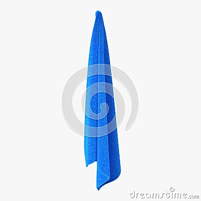 Hanging Bathroom Blue Towel on white. 3D illustration Cartoon Illustration