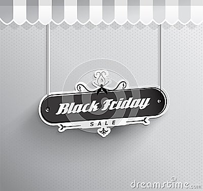 Hanging Black Friday Sale sign Vector Illustration