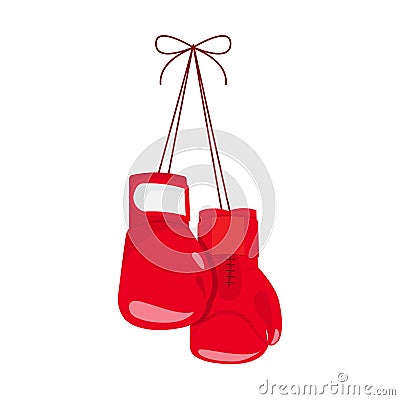 Hanging boxing gloves. Vector Illustration