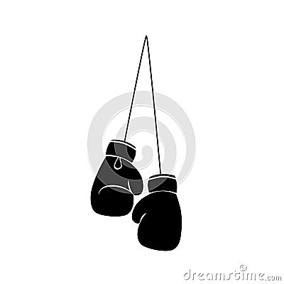 Hanging boxing gloves silhouette icon Vector Illustration