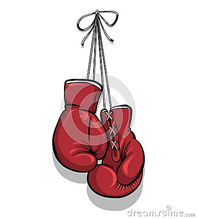 Hanging boxing gloves vector Vector Illustration