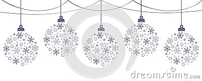 hanging bright christmas ball decoratoin with snowflakes Vector Illustration