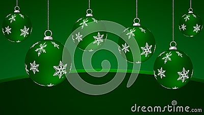 Hanging christmas green balls Vector Illustration