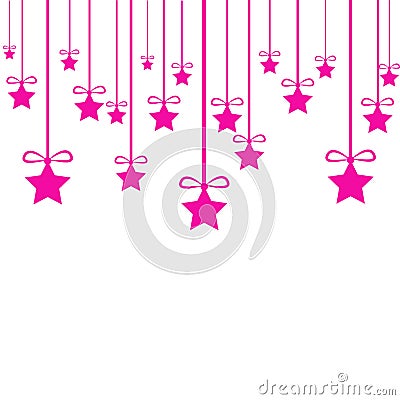 Hanging christmas stars isolated on white background Vector Illustration