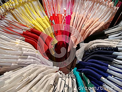 Hanging clothes for summer in a circle Stock Photo