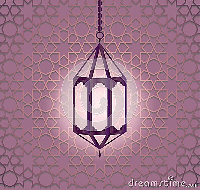 Hanging colorful arabic lantern for Ramadan Vector Illustration