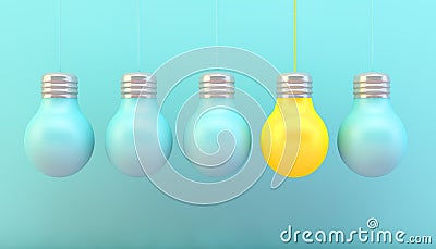 hanging colorful lightbulbs Stock Photo