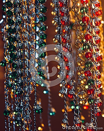 Hanging colourful ladies ornaments Stock Photo