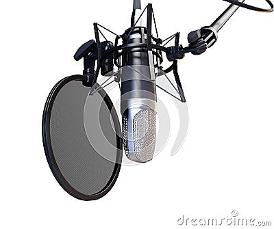 Hanging Condenser Microphone Stock Photo