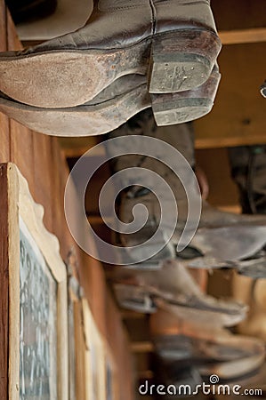 Hanging Cowboy Boots Stock Photo