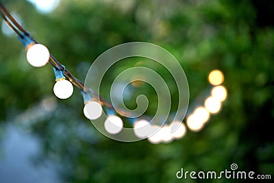 Hanging decorative christmas lights Stock Photo