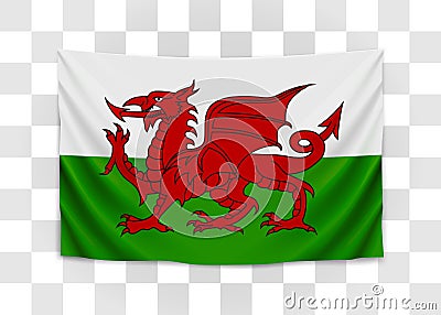 Hanging flag of Wales. Wales. National flag concept. Vector Illustration