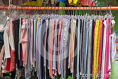 Hanging Garments Kids Stock Photo