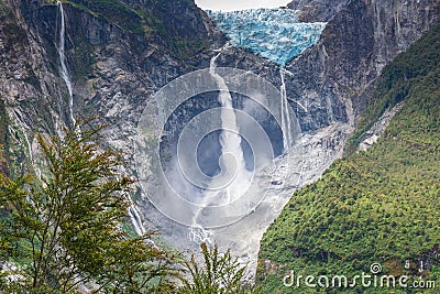 Hanging Glacier of Queulat National Park, Chile Stock Photo