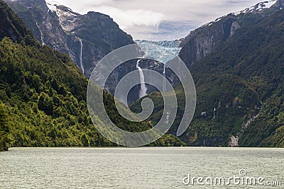 Hanging Glacier of Queulat National Park, Chile Stock Photo