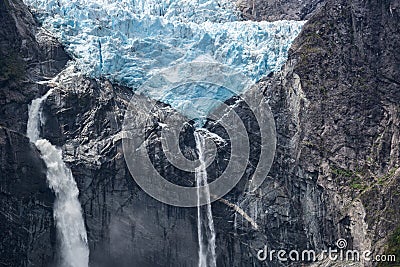 Hanging Glacier of Queulat National Park, Chile Stock Photo