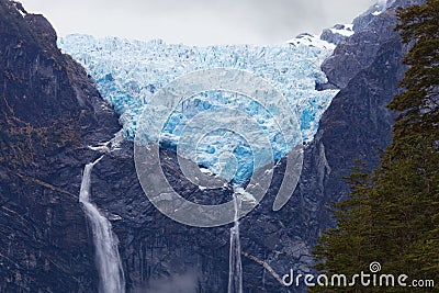 Hanging Glacier, Queulat National Park, Chile Stock Photo