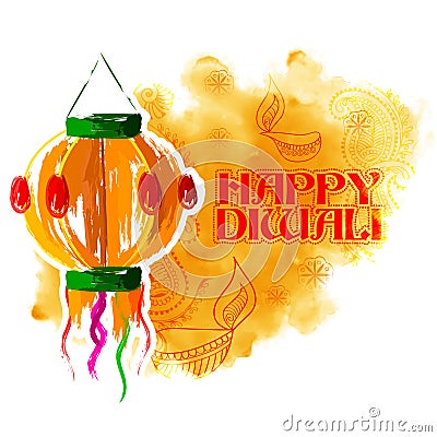 Hanging kandil on happy Diwali Holiday background for light festival of India Vector Illustration